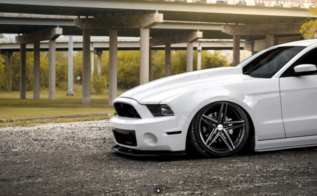 Bagged and Boosted S197 Mustang Showcasing Vossen Wheels